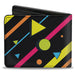 Bi-Fold Wallet - Eighties Party2 Black Multi Neon Bi-Fold Wallets Buckle-Down   