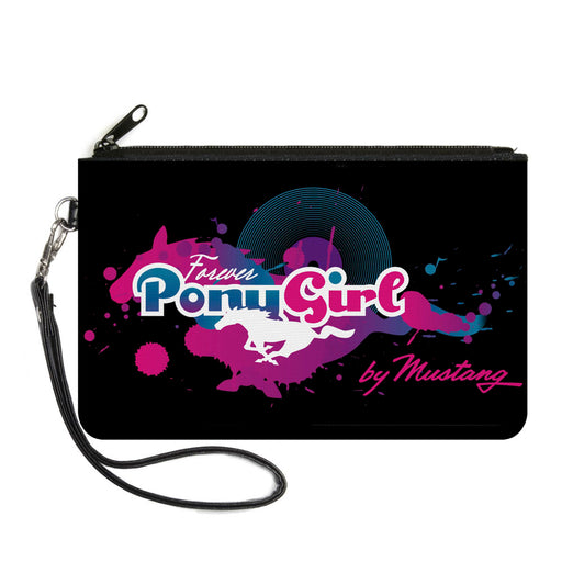 Canvas Zipper Wallet - SMALL - FOREVER PONY GIRL Mustang Silhouette Black Blues Pinks Canvas Zipper Wallets Ford   