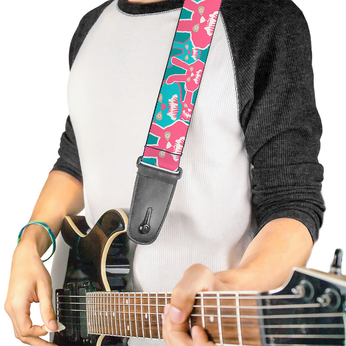 Guitar Strap - Angry Bunnies Turquoise Pinks Guitar Straps Buckle-Down   