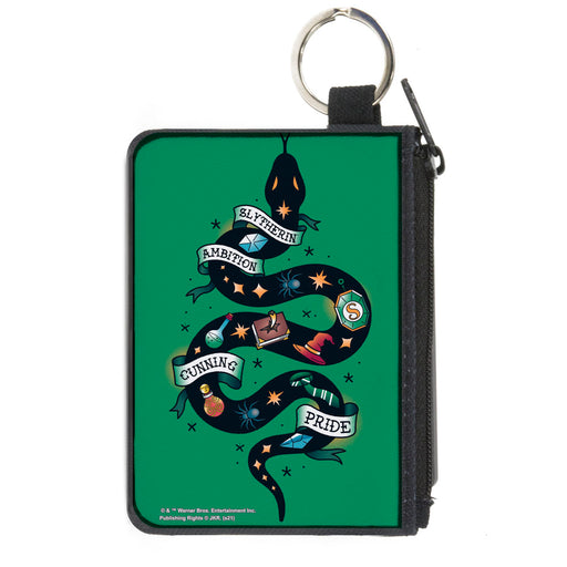 Canvas Zipper Wallet - MINI X-SMALL - Harry Potter SLYTHERIN Serpent AMBITION CUNNING PRIDE Tattoo Green Canvas Zipper Wallets The Wizarding World of Harry Potter   