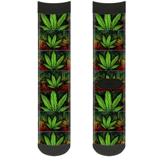 Sock Pair - Polyester - Marijuana Haze Rasta Black - CREW Socks Buckle-Down   