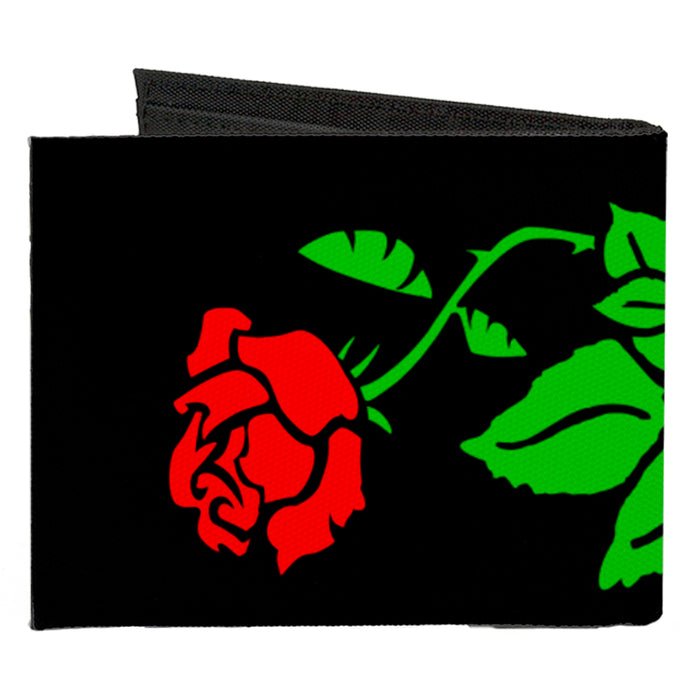 Canvas Bi-Fold Wallet - Sugar Skull w Roses & Heart Canvas Bi-Fold Wallets Buckle-Down   