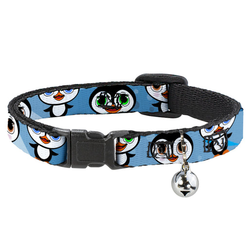 Cat Collar Breakaway - Cute Penguins Blue Bubbles Breakaway Cat Collars Buckle-Down   