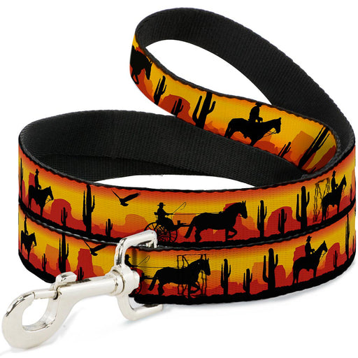 Dog Leash - Cowboy Silhouette/Western Landscape Reds/Black Dog Leashes Buckle-Down   