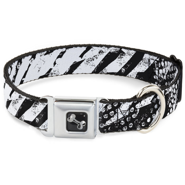 Dog Bone Seatbelt Buckle Collar - Grunge Tread Black/White Seatbelt Buckle Collars Buckle-Down   
