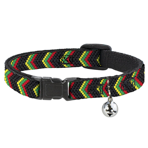 Cat Collar Breakaway - Chevron Weave Black Rasta Breakaway Cat Collars Buckle-Down   