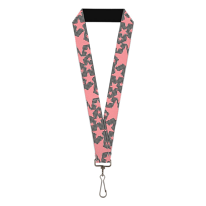 Lanyard - 1.0" - Eighties Stars2 Black White Red Lanyards Buckle-Down   