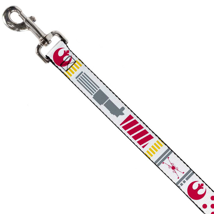 Dog Leash - Star Wars REBEL PILOT Rebel Alliance Insignia/Lightsaber/X-Wing Fighter White/Red/Yellow/Gray Dog Leashes Star Wars   