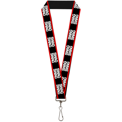 Lanyard - 1.0" - Double SWAG Black White Red Stripe Lanyards Buckle-Down   