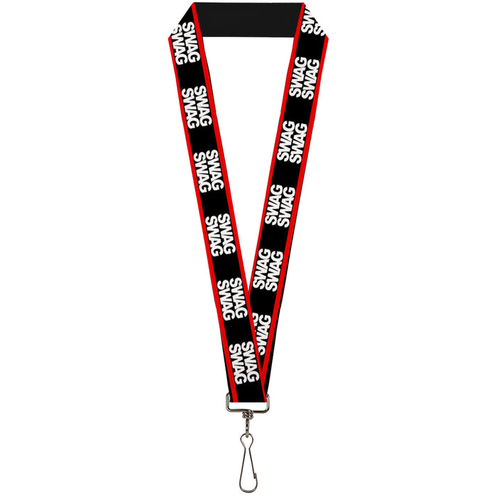 Lanyard - 1.0" - Double SWAG Black White Red Stripe Lanyards Buckle-Down   