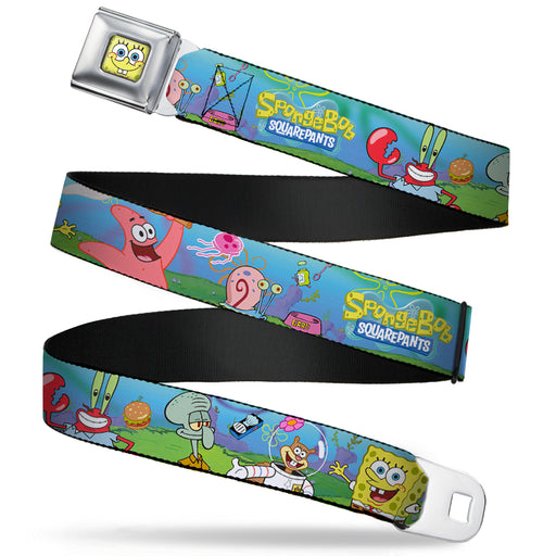Sponge Bob Face CLOSE-UP Full Color Seatbelt Belt - SpongeBob and Friends/Logo Webbing Seatbelt Belts Nickelodeon   