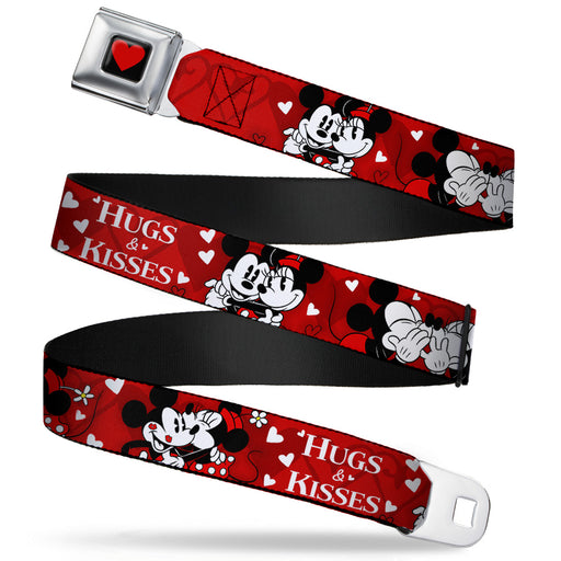Heart Full Color Black Red Seatbelt Belt - Mickey & Minnie HUGS & KISSES Poses Reds/White Webbing Seatbelt Belts Disney   