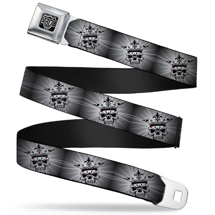 BD Wings Logo CLOSE-UP Full Color Black Silver Seatbelt Belt - King Skull Blocks/Rays Grays Webbing Seatbelt Belts Buckle-Down   