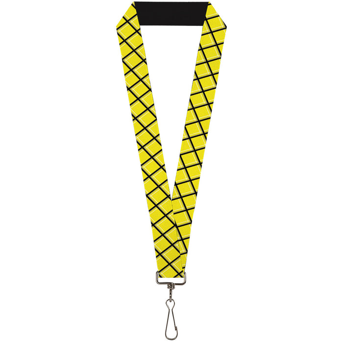 Lanyard - 1.0" - Wire Grid Yellow Black Gray Lanyards Buckle-Down   