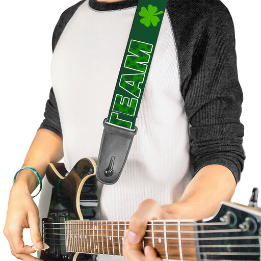 Guitar Strap - St Pat's DRINKING TEAM Shamrocks Black Green White Guitar Straps Buckle-Down   