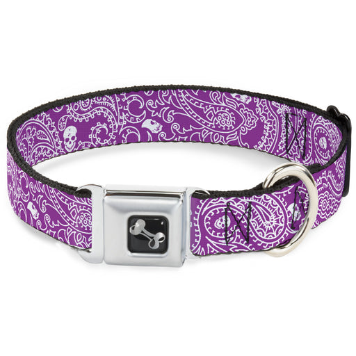 Dog Bone Seatbelt Buckle Collar - Bandana/Skulls Purple/White Seatbelt Buckle Collars Buckle-Down   