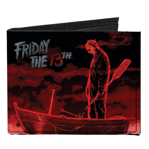 Canvas Bi-Fold Wallet - FRIDAY THE 13th Jason Boat Murder Black Reds White Canvas Bi-Fold Wallets Warner Bros. Horror Movies Default Title  
