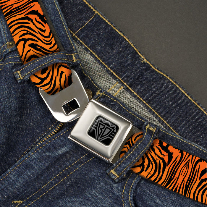 BD Wings Logo CLOSE-UP Black/Silver Seatbelt Belt - Tiger2 Orange/Black Webbing Seatbelt Belts Buckle-Down   