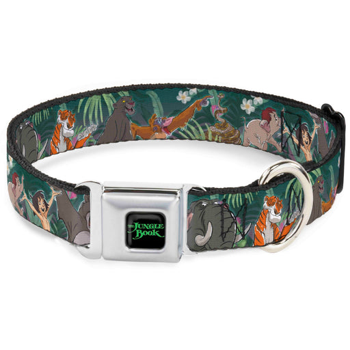THE JUNGLE BOOK Full Color Black/Green Seatbelt Buckle Collar - The Jungle Book 8-Character Group Greens Seatbelt Buckle Collars Disney   