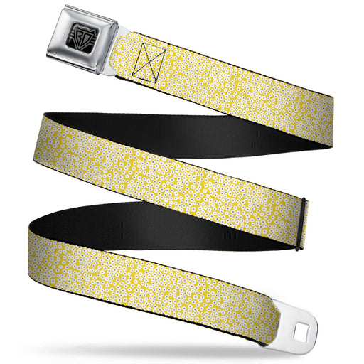 BD Wings Logo CLOSE-UP Full Color Black Silver Seatbelt Belt - Ditsy Floral Yellow/White/Brown Webbing Seatbelt Belts Buckle-Down   