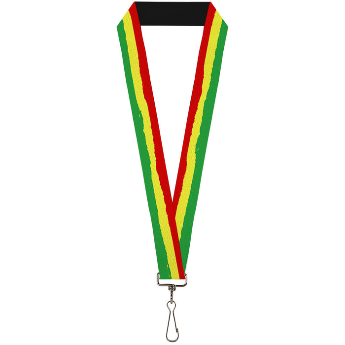 Lanyard - 1.0" - Rasta Stripes Painted Green Yellow Red Lanyards Buckle-Down   