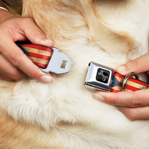 Dog Bone Black/Silver Seatbelt Buckle Collar - Puerto Rico Flag Continuous Vintage Seatbelt Buckle Collars Buckle-Down   