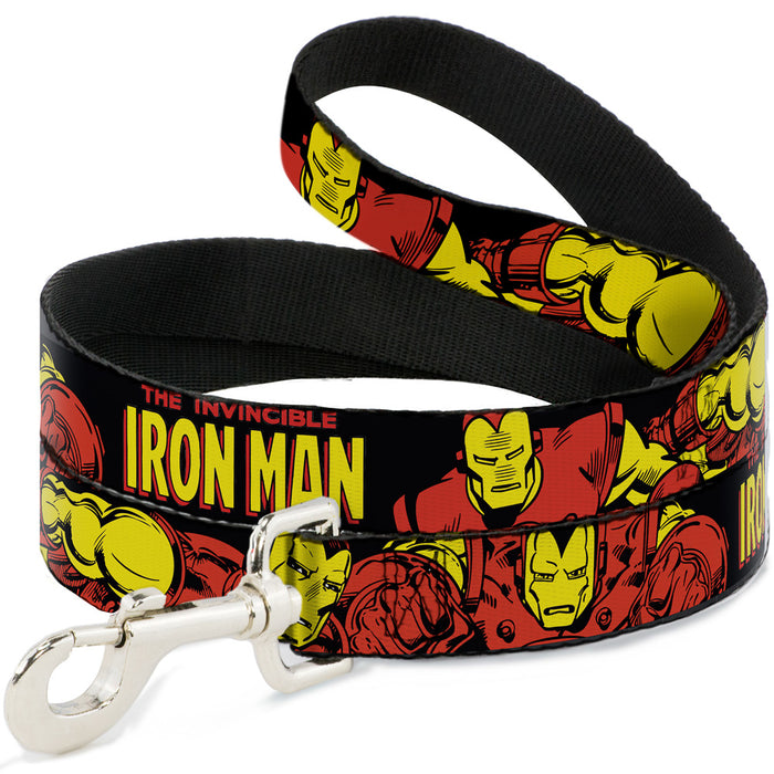 Dog Leash - THE INVINCIBLE IRON MAN Action Poses Black/Red/Yellow Dog Leashes Marvel Comics   
