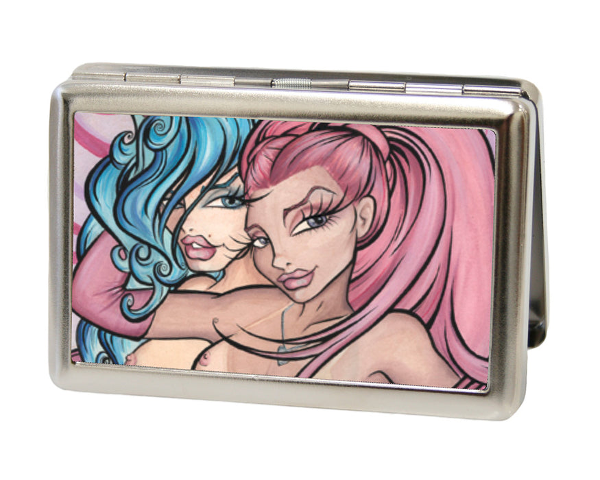 Business Card Holder - LARGE - No Glove, No Love FCG Metal ID Cases Sexy Ink Girls   