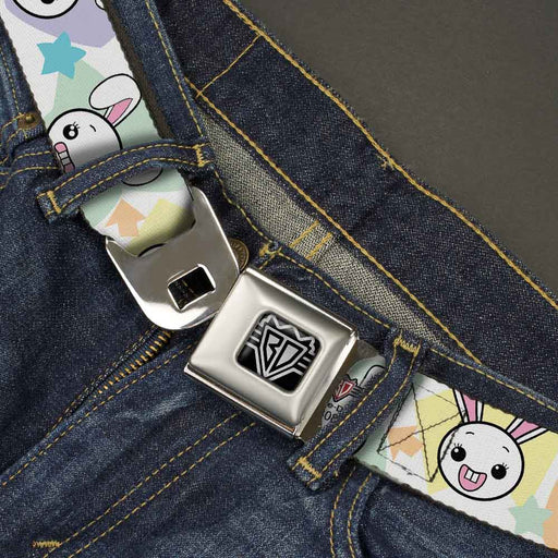 BD Wings Logo CLOSE-UP Full Color Black Silver Seatbelt Belt - Happy/Sad Bunnies & Stars White/Pastel Webbing Seatbelt Belts Buckle-Down   