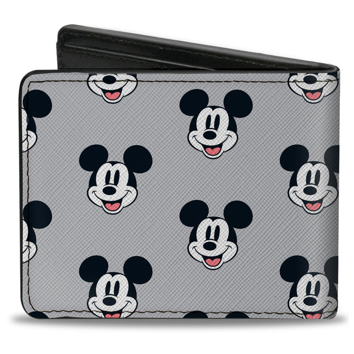 Bi-Fold Wallet - Mickey Mouse Smiling Face Monogram Gray Bi-Fold Wallets Disney   