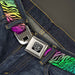 BD Wings Logo CLOSE-UP Full Color Black Silver Seatbelt Belt - Animal Skins Rainbow/Black Webbing Seatbelt Belts Buckle-Down   