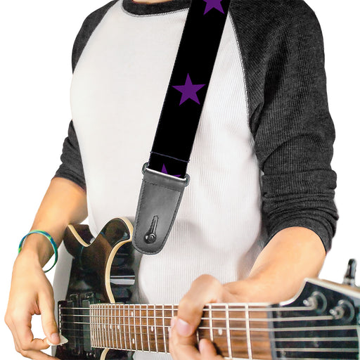 Guitar Strap - Star Black Purple Guitar Straps Buckle-Down   