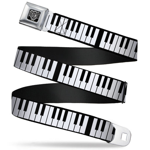 BD Wings Logo CLOSE-UP Full Color Black Silver Seatbelt Belt - Piano Keys Webbing Seatbelt Belts Buckle-Down   