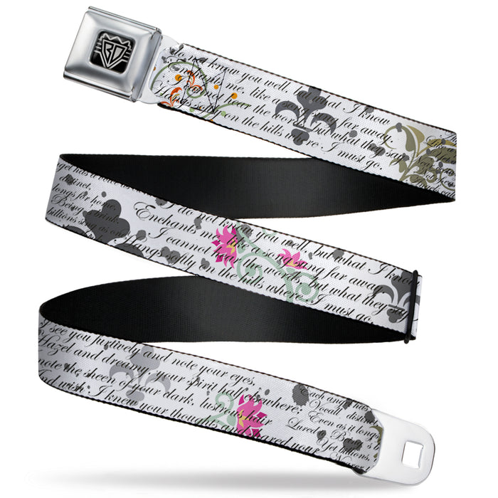 BD Wings Logo CLOSE-UP Full Color Black Silver Seatbelt Belt - Poems Webbing Seatbelt Belts Buckle-Down   