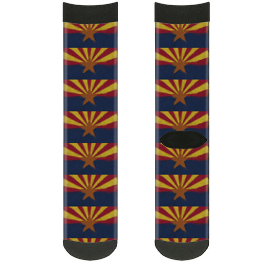 Sock Pair - Polyester - Arizona Flag Distressed Painting - CREW Socks Buckle-Down   