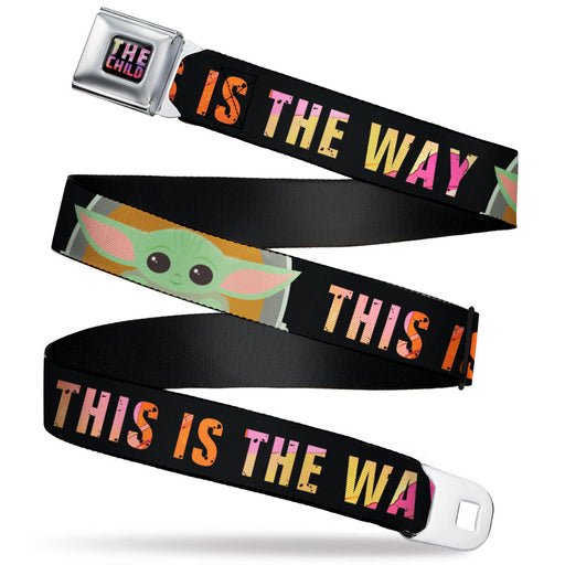 Star Wars THE CHILD Text Full Color Black/Multi Color Seatbelt Belt - Star Wars The Child Chibi Pod Pose THIS IS THE WAY Black/Multi Color Webbing Seatbelt Belts Star Wars   