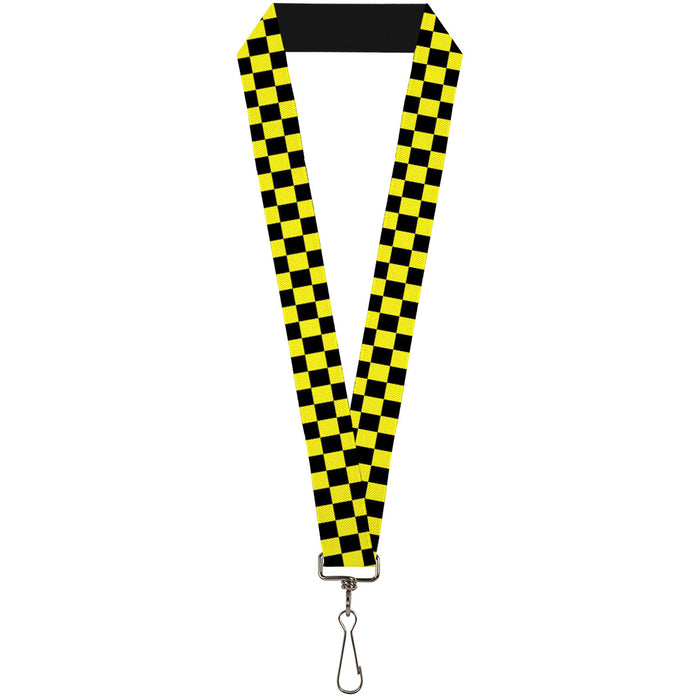 Lanyard - 1.0" - Checker Black Neon Yellow Lanyards Buckle-Down   