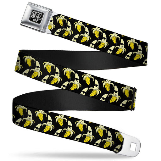 BD Wings Logo CLOSE-UP Full Color Black Silver Seatbelt Belt - Banana Peeled w/Sunglasses Black/Yellow Webbing Seatbelt Belts Buckle-Down   