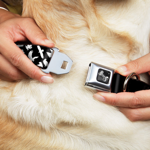 Dog Bone Seatbelt Buckle Collar - Eagle Silhouettes Scattered Black/White Seatbelt Buckle Collars Buckle-Down   