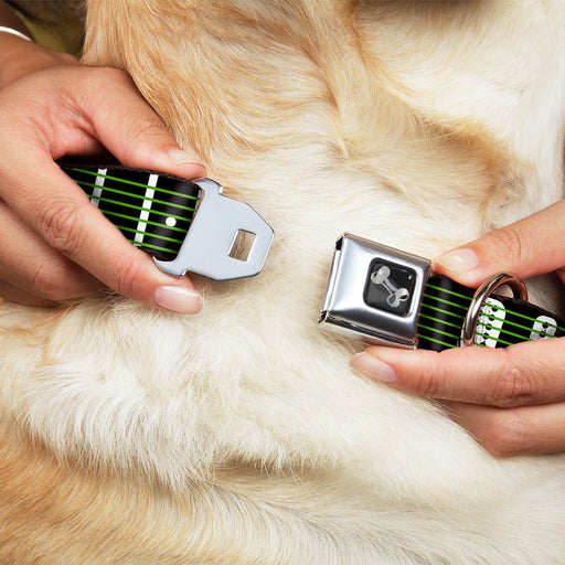 Dog Bone Seatbelt Buckle Collar - Guitar Neck Black/White/Lime Green Seatbelt Buckle Collars Buckle-Down   