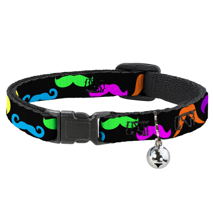 Cat Collar Breakaway - Mustaches Black Multi Color Breakaway Cat Collars Buckle-Down   