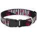 Plastic Clip Collar - Love Me w/Sketch Stars & Stripes Black/White/Fuchsia Plastic Clip Collars Buckle-Down   