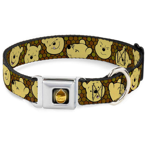 HUNNY Pot Full Color Black/Browns Seatbelt Buckle Collar - Winnie the Pooh Expressions/Honeycomb Black/Browns Seatbelt Buckle Collars Disney   