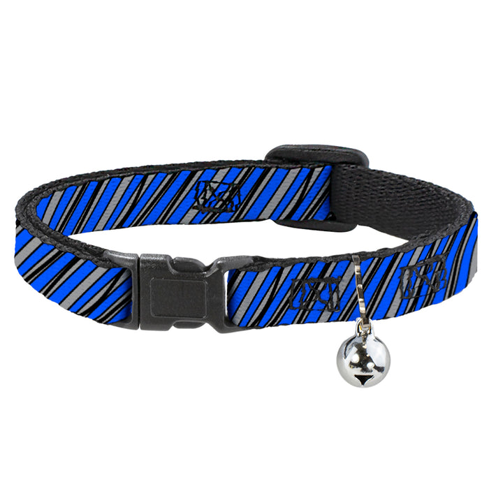 Cat Collar Breakaway - Diagonal Stripes Scribble Gray Blue Breakaway Cat Collars Buckle-Down   