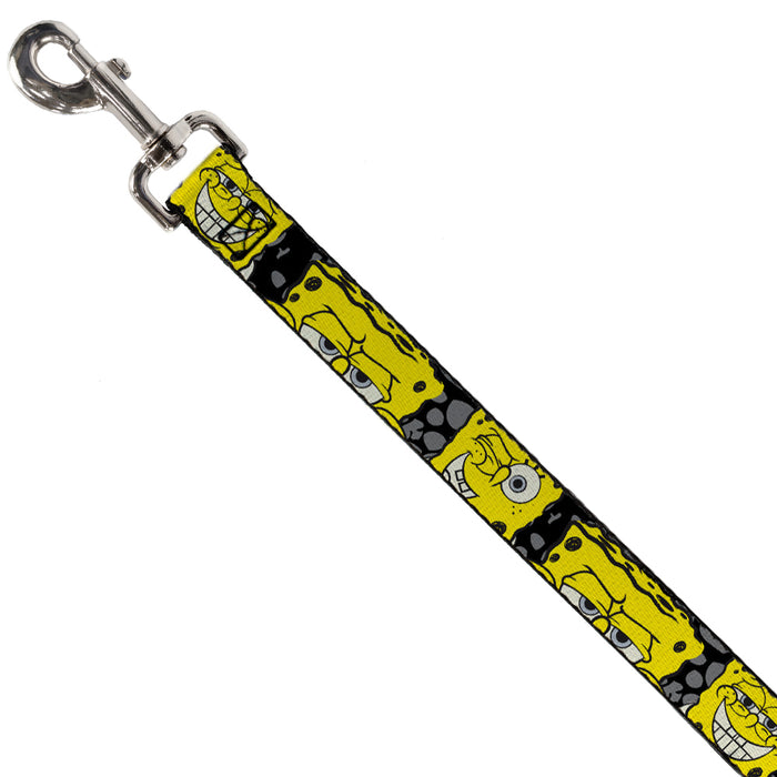 Dog Leash - SpongeBob 4-CLOSE-UP Expressions/Crackle Black/Gray/Yellow Dog Leashes Nickelodeon   