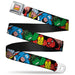 MARVEL COMICS Marvel Comics Logo Full Color Seatbelt Belt - 5-Marvel Characters Black Webbing Seatbelt Belts Marvel Comics   
