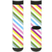 Sock Pair - Polyester - Diagonal Stripes White Multi Color - CREW Socks Buckle-Down   