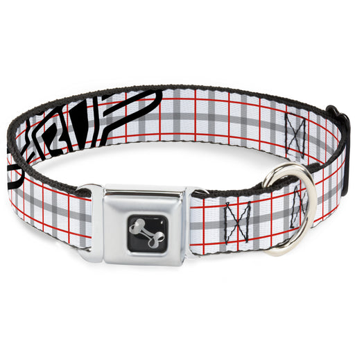 Dog Bone Seatbelt Buckle Collar - BD Plaid White/Gray/Red Seatbelt Buckle Collars Buckle-Down   