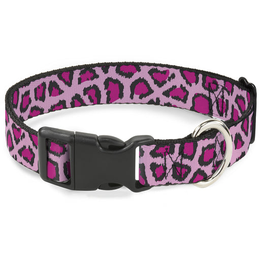 Plastic Clip Collar - Leopard CLOSE-UP Pink Plastic Clip Collars Buckle-Down   