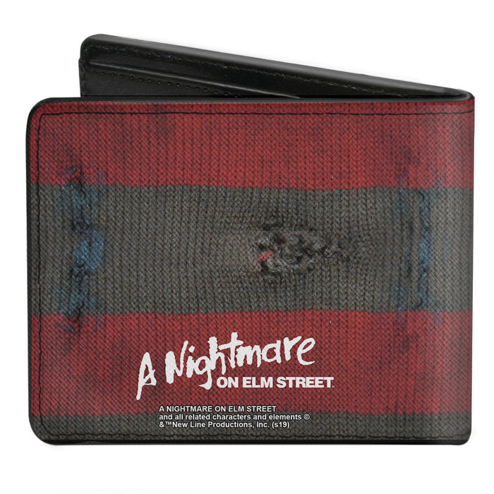 Bi-Fold Wallet - A NIGHTMARE ON ELM STREET Freddy's Sweater Stripes Red Black White Bi-Fold Wallets Warner Bros. Horror Movies   